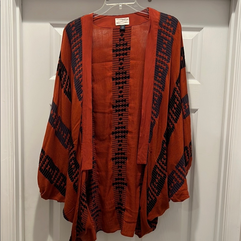 Rust and Black Patterned Kimono